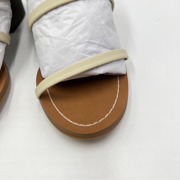 Splendid Womens Size 8.5 Eggshell White Cream Leather Block Heel Sandals Shoes - Picture 5 of 14